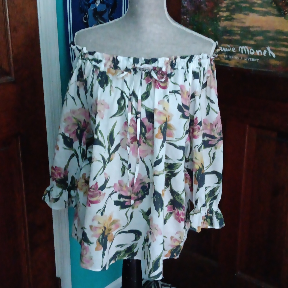 Floral Garden Blouse With Stretch Neckline